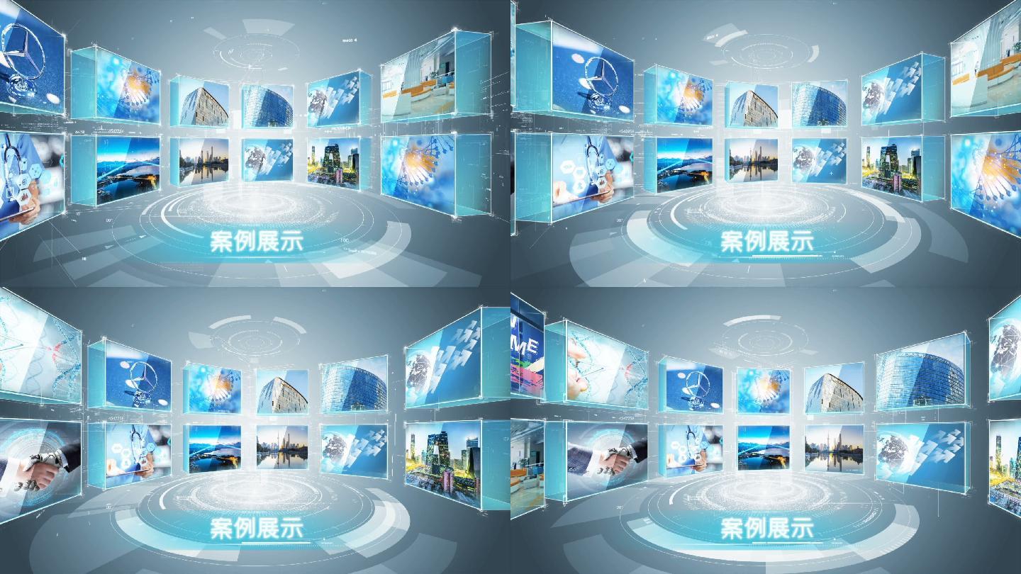 淡蓝色科技旋转图片包装多图片照片产品展示_ae模板下载(.